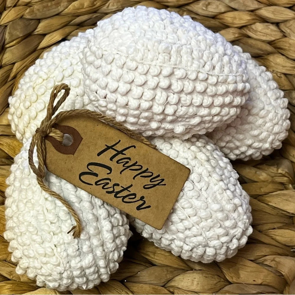 5 Large Primitive chenille Easter eggs farmhouse bowl filler tier tray decor